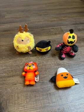 🎃 Halloween Plush Toy Bundle – Candy Corn, Pumpkin Skeleton, Ninja & More
